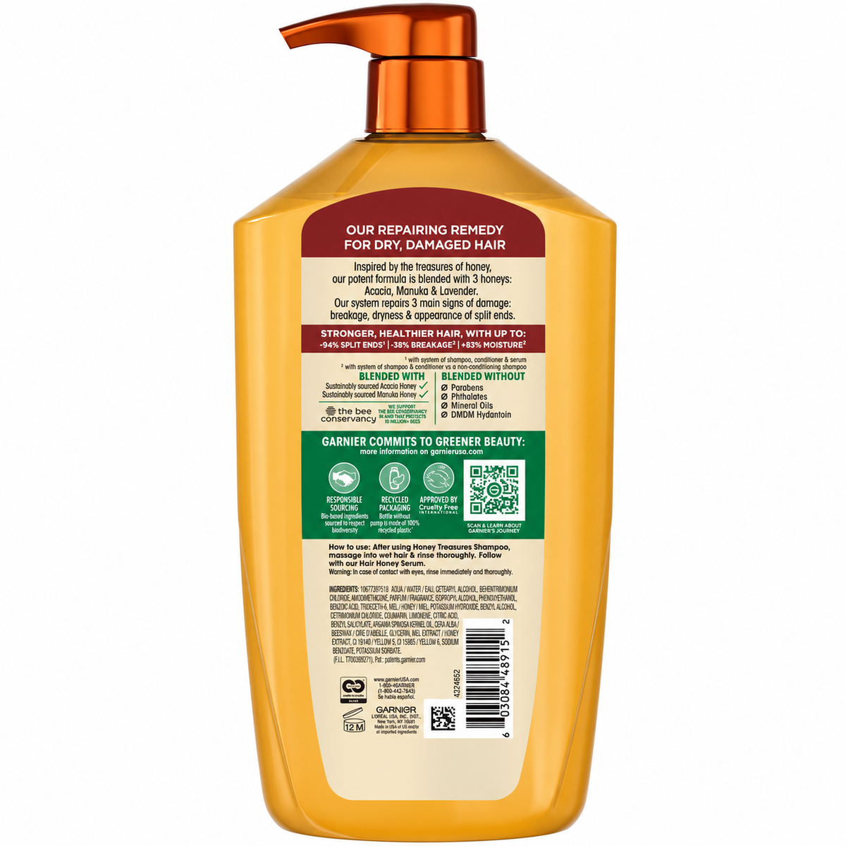 Garnier Whole Blends Honey Treasures Repairing Conditioner, 40 fl oz