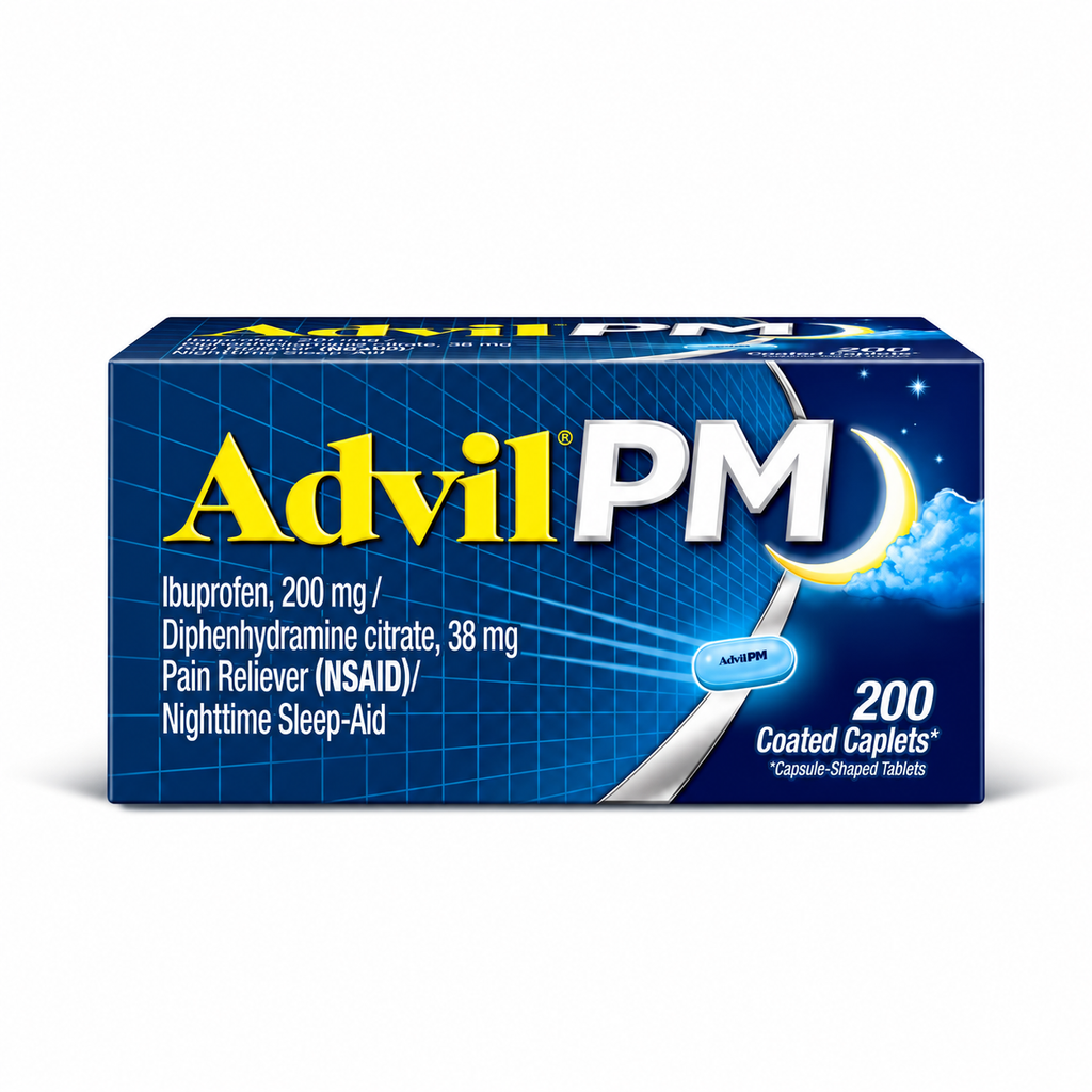 Advil PM Pain Reliever & Nighttime Sleep Aid, Ibuprofen 200 mg, 200 Caplets