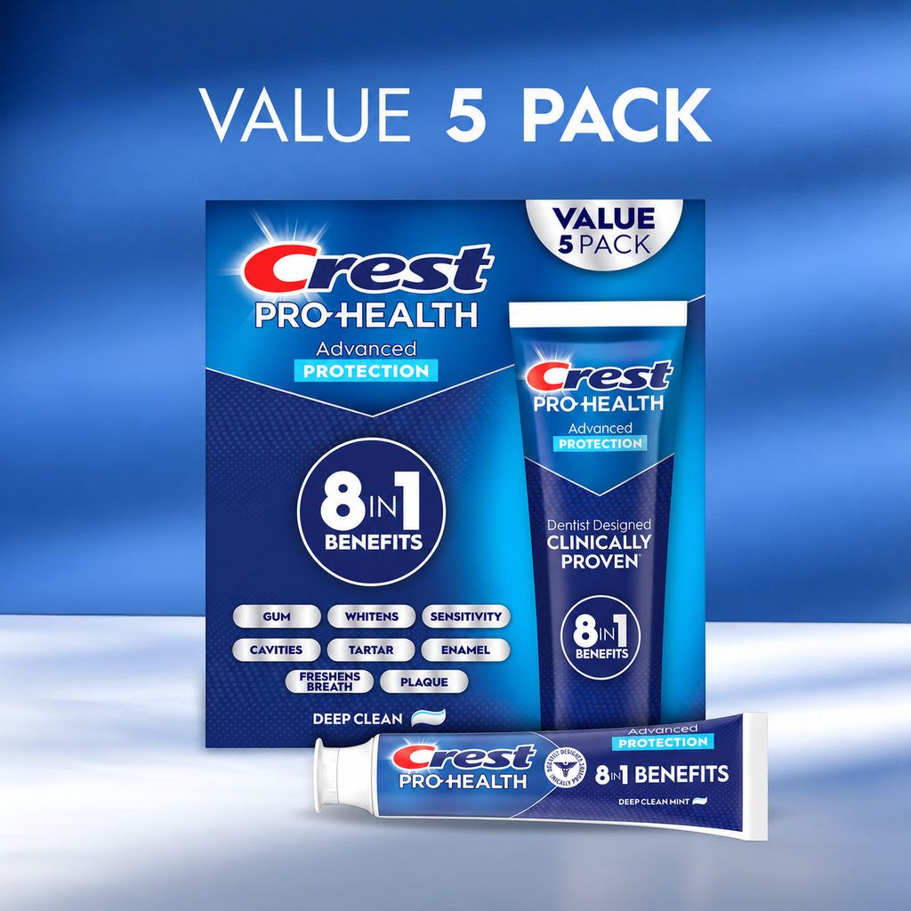 Crest Pro-Health Advanced Whitening + Intensive Clean Toothpaste, 5.8 oz, 5-Pack