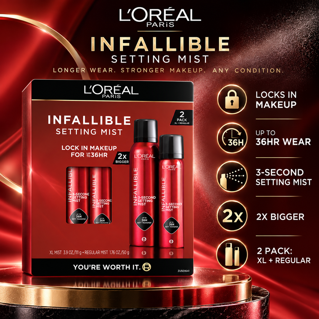 L'Oréal Paris Infallible Setting Spray XL + Regular, 2-Pack