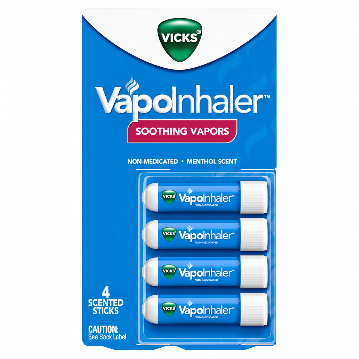 Vicks VapoInhaler Portable Nasal Inhaler, Menthol Scent, 4 pk