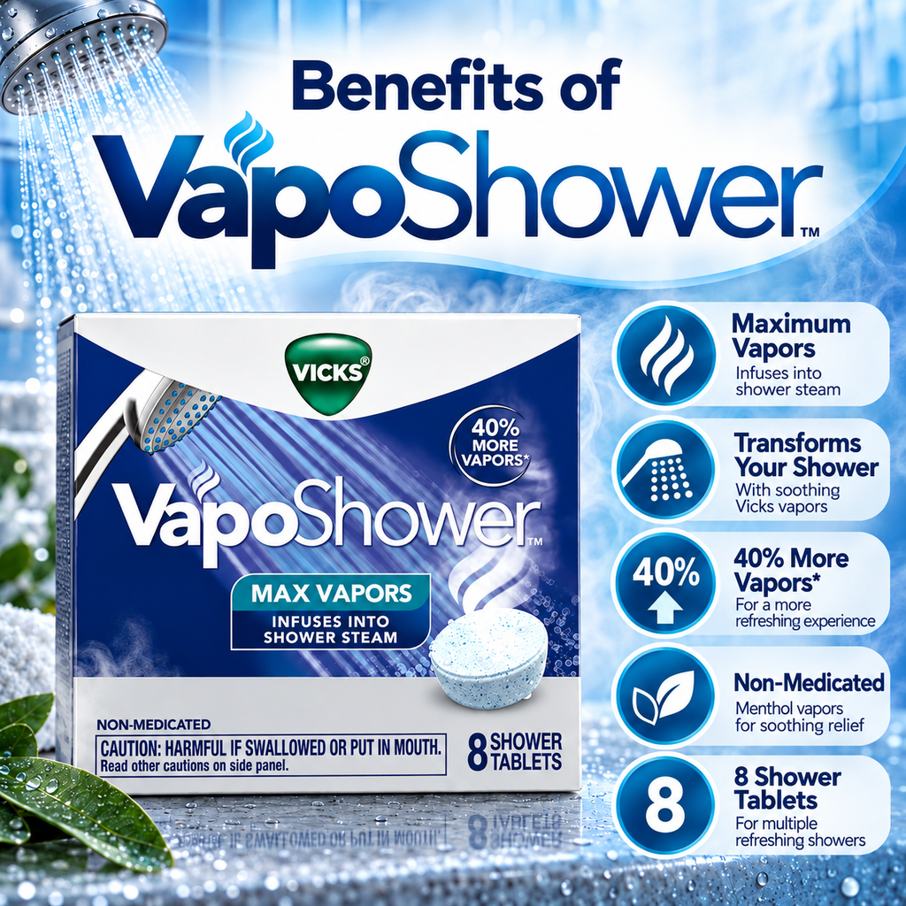 Vicks VapoShower Max Aromatherapy Vapors Shower Tablets, 8 ct
