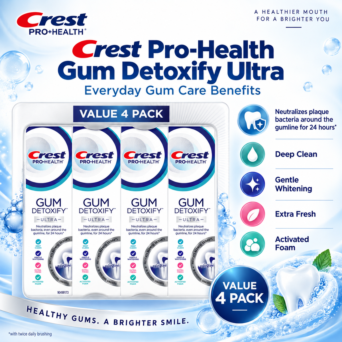 Crest Gum Detoxify Ultra Toothpaste, 4.7 oz, 4-Pack