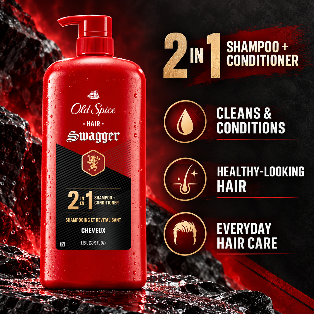Old Spice Swagger 2-in-1 Shampoo + Conditioner, 39.9 fl oz