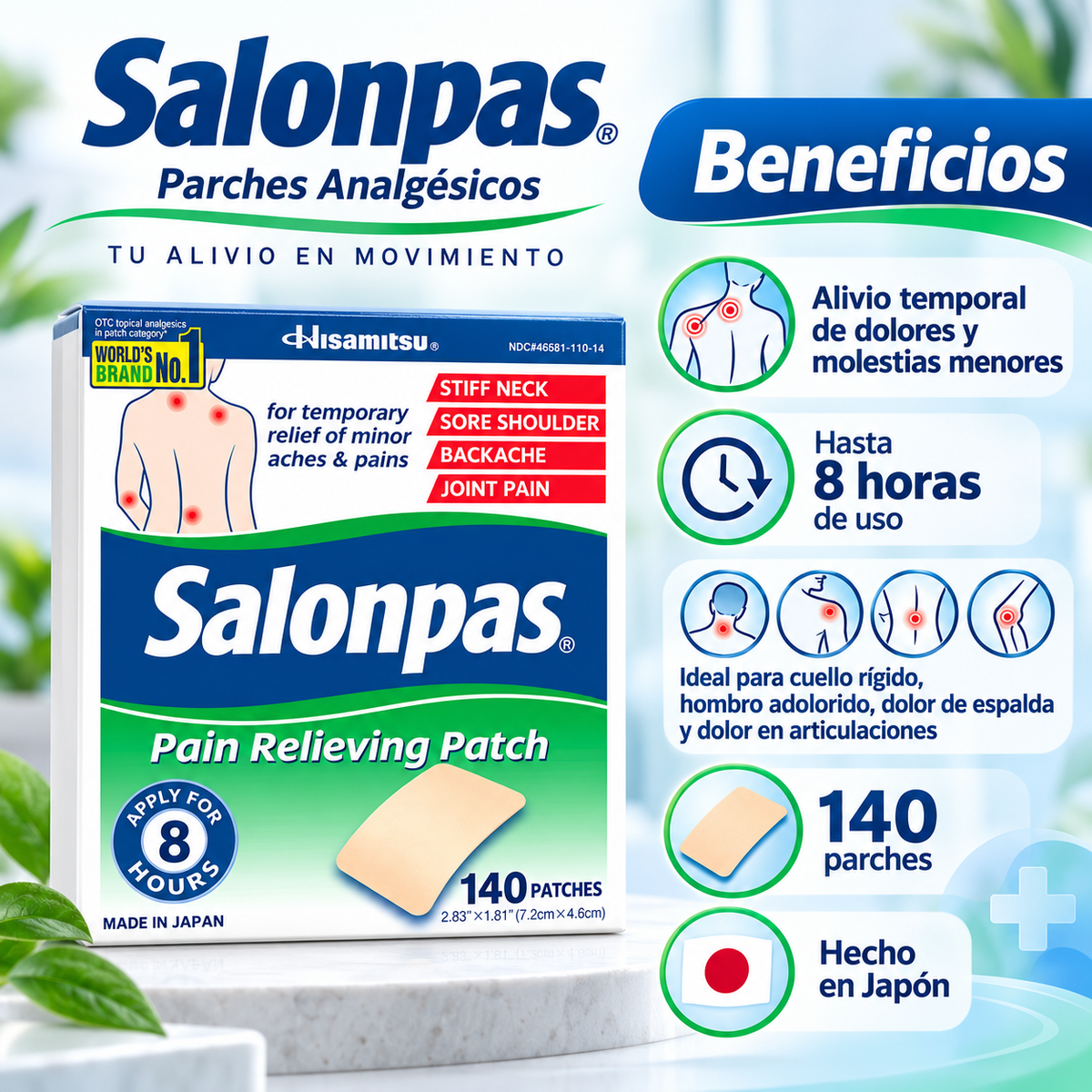 Salonpas Pain-Relieving Patch, 140 ct