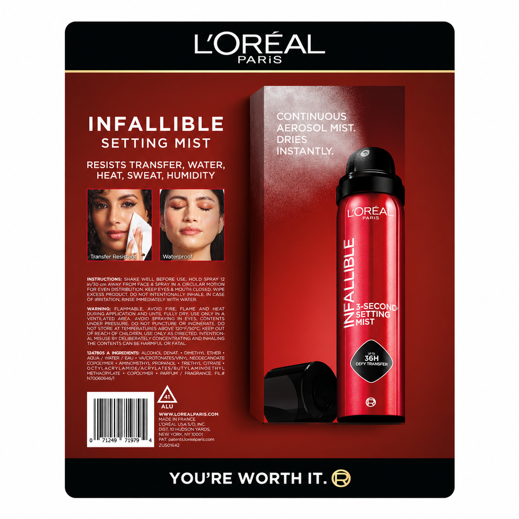L'Oréal Paris Infallible Setting Spray XL + Regular, 2-Pack