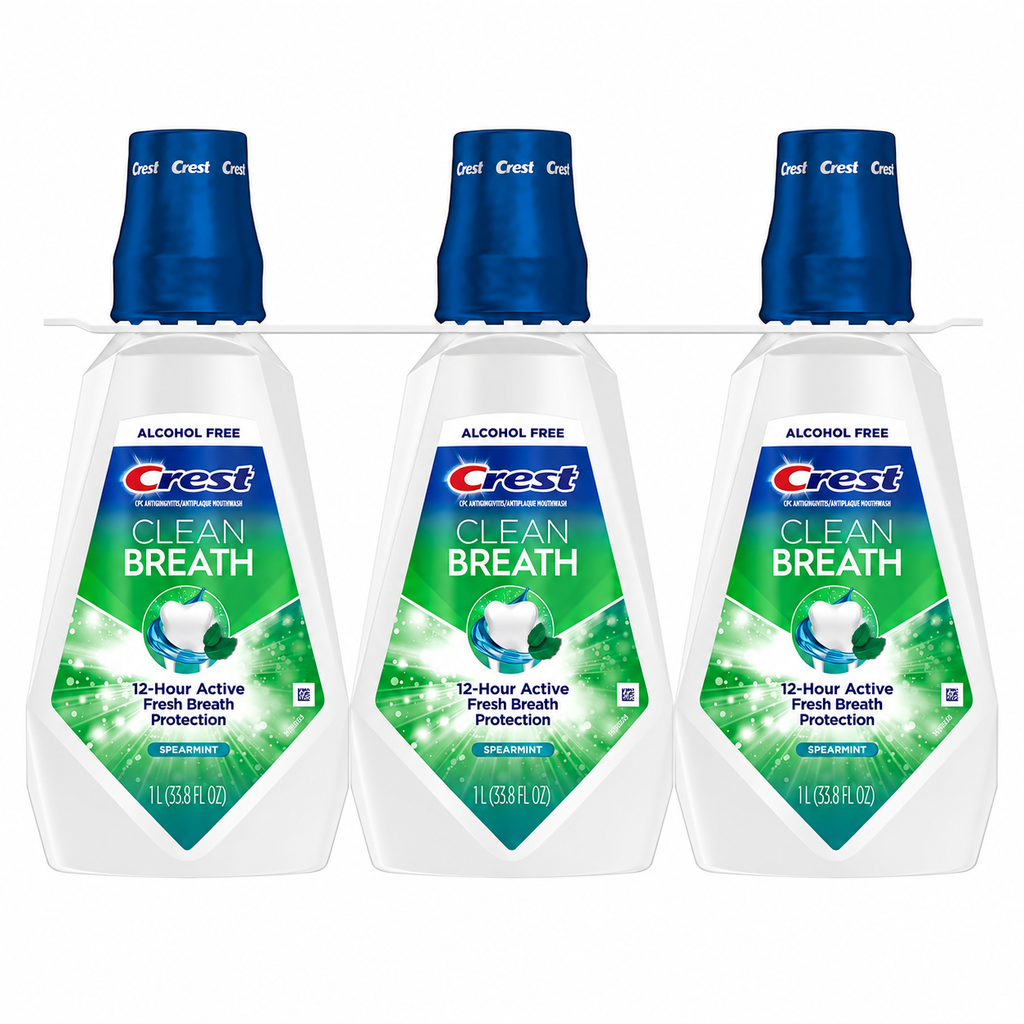 Crest Pro-Health Clean Breath Mouthwash, Spearmint, 33.8 fl oz, 3-Pack
