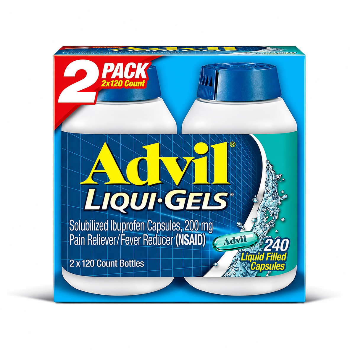 Advil Liqui-Gels Pain Reliever & Fever Reducer, Ibuprofen 200 mg, 240 ct