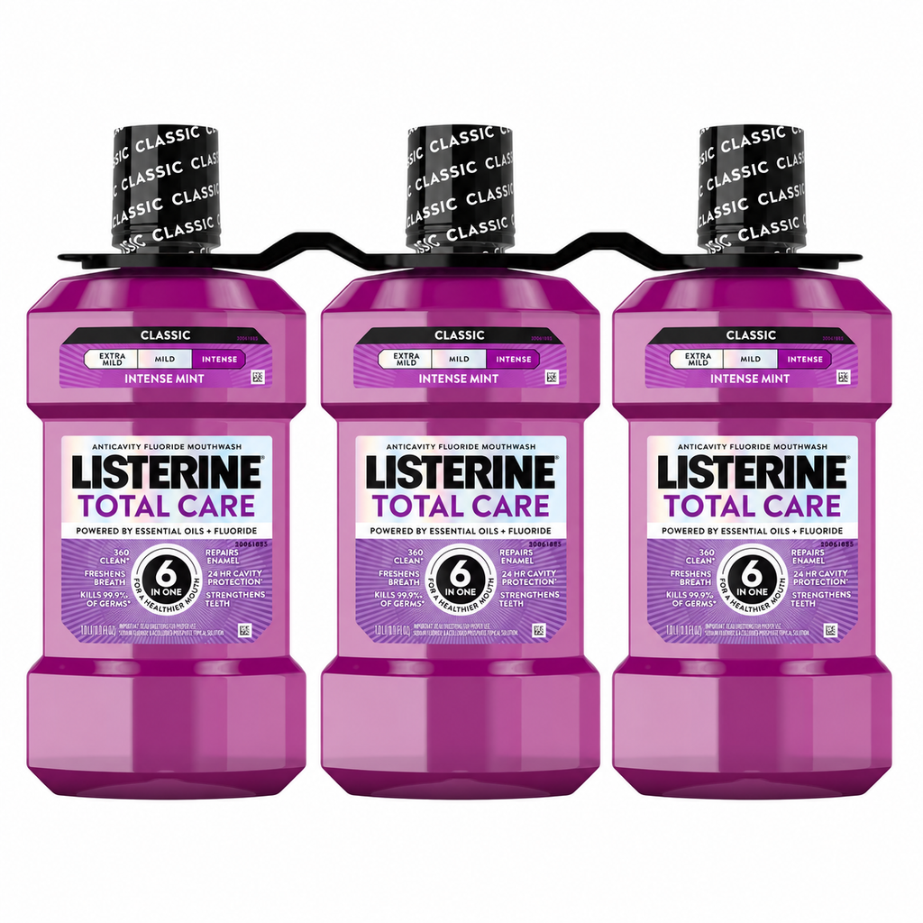 Listerine Total Care Fresh Mint Anticavity Mouthwash, 33.8 fl oz, 3-Pack