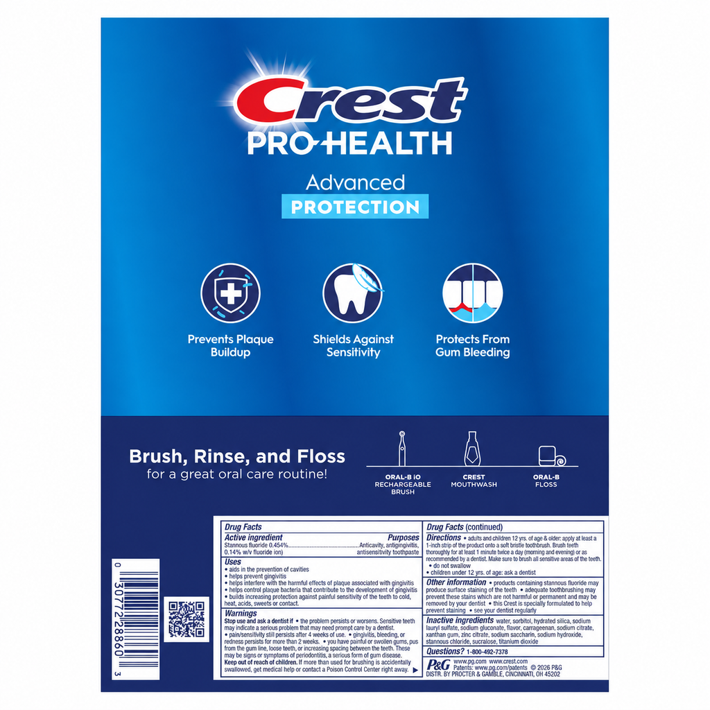 Crest Pro-Health Advanced Whitening + Intensive Clean Toothpaste, 5.8 oz, 4-Pack