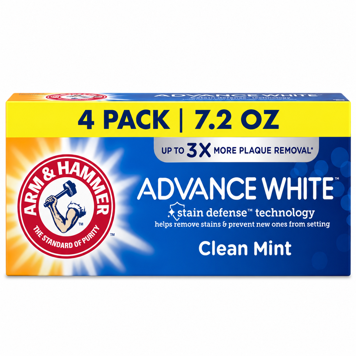 ARM & HAMMER Advance White Whitening Toothpaste, Clean Mint, 7.2 oz, 4-Pack