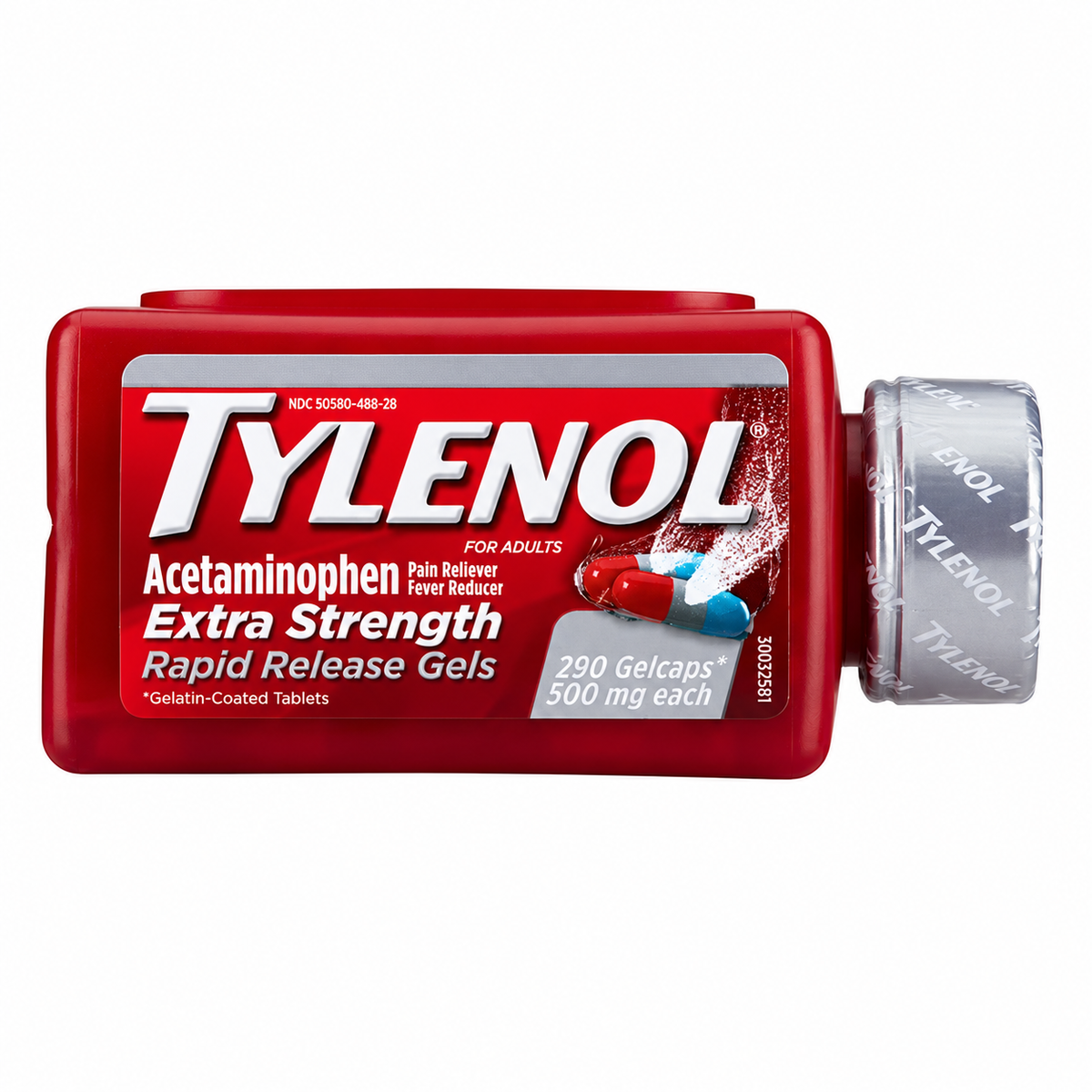 Tylenol Extra Strength Rapid Release Gelcaps, Acetaminophen 500 mg, 290 ct