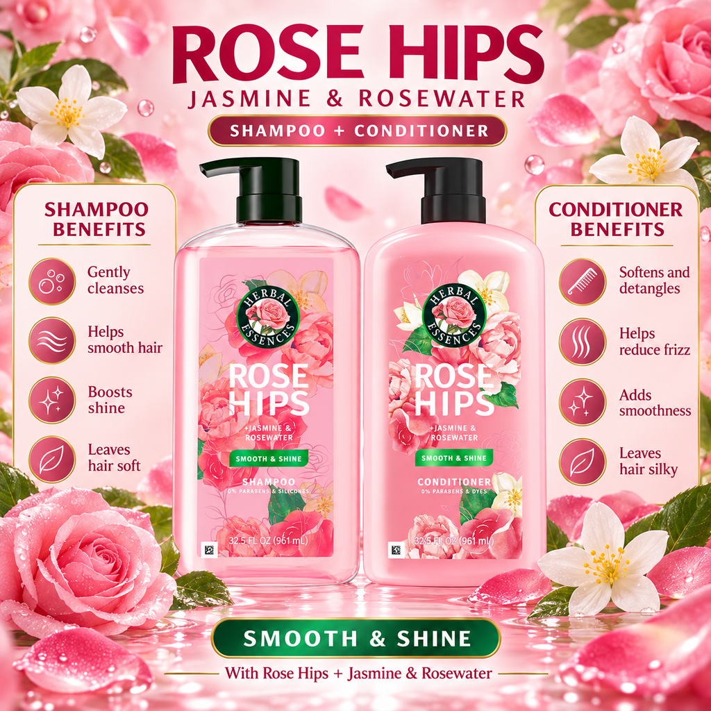 Herbal Essences Rose Hips Smooth & Shine Shampoo & Conditioner, 32.5 fl oz, 2 pk