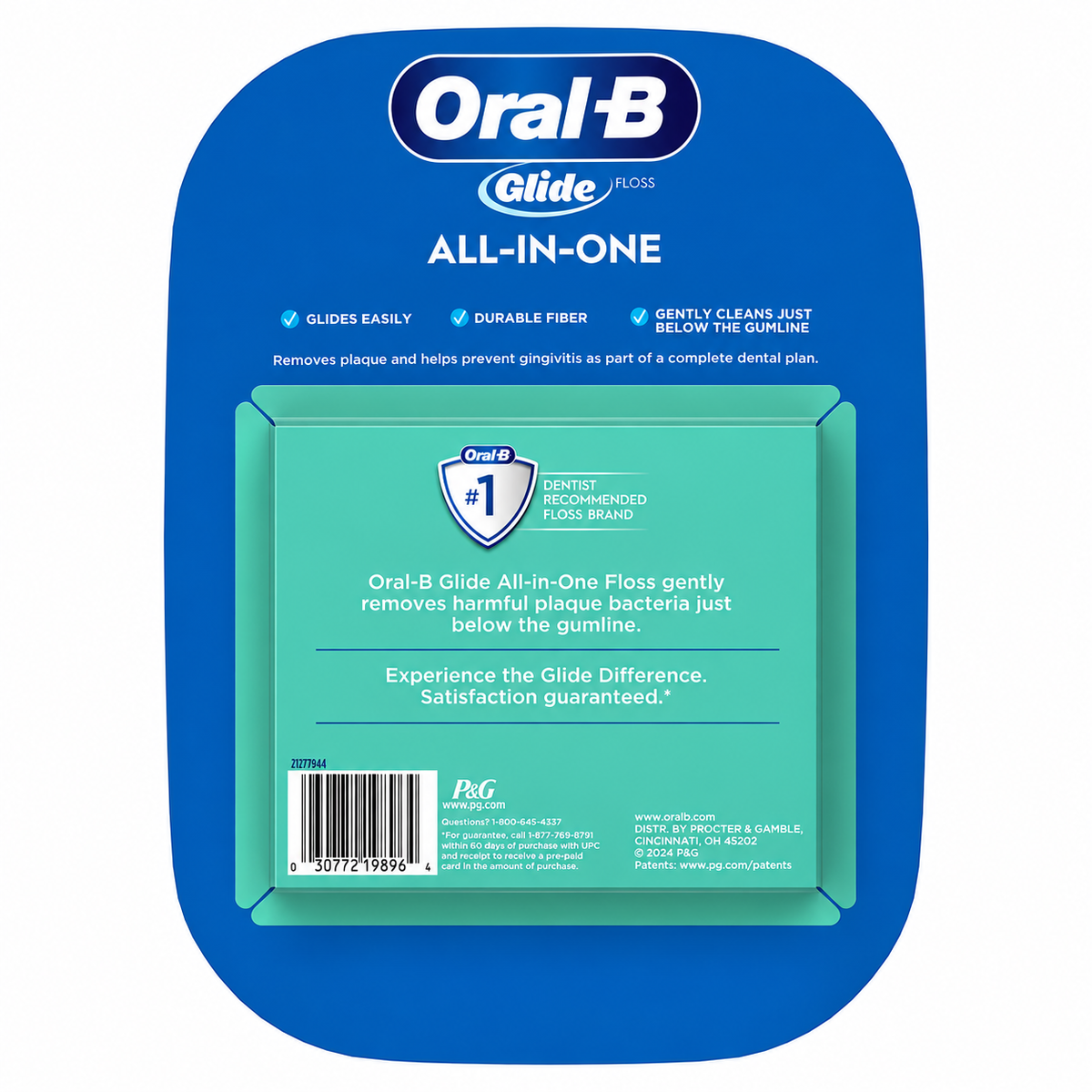 Oral-B Glide All-In-One Mint Flavor Dental Floss, 44 m, 6-Pack