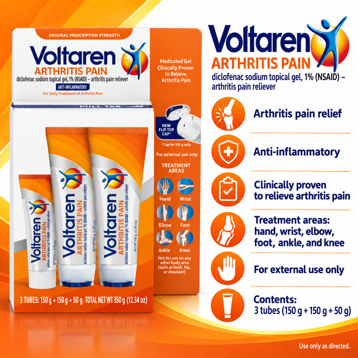 Voltaren Arthritis Pain Relief Gel, 5.3 oz 2 pk + 1.7 oz