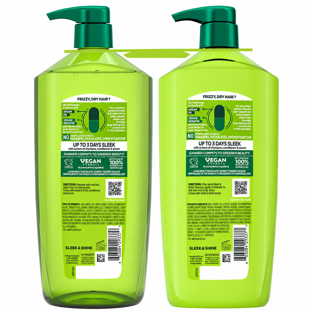 Garnier Fructis Sleek & Shine Shampoo & Conditioner, 40 fl oz, 2 pk