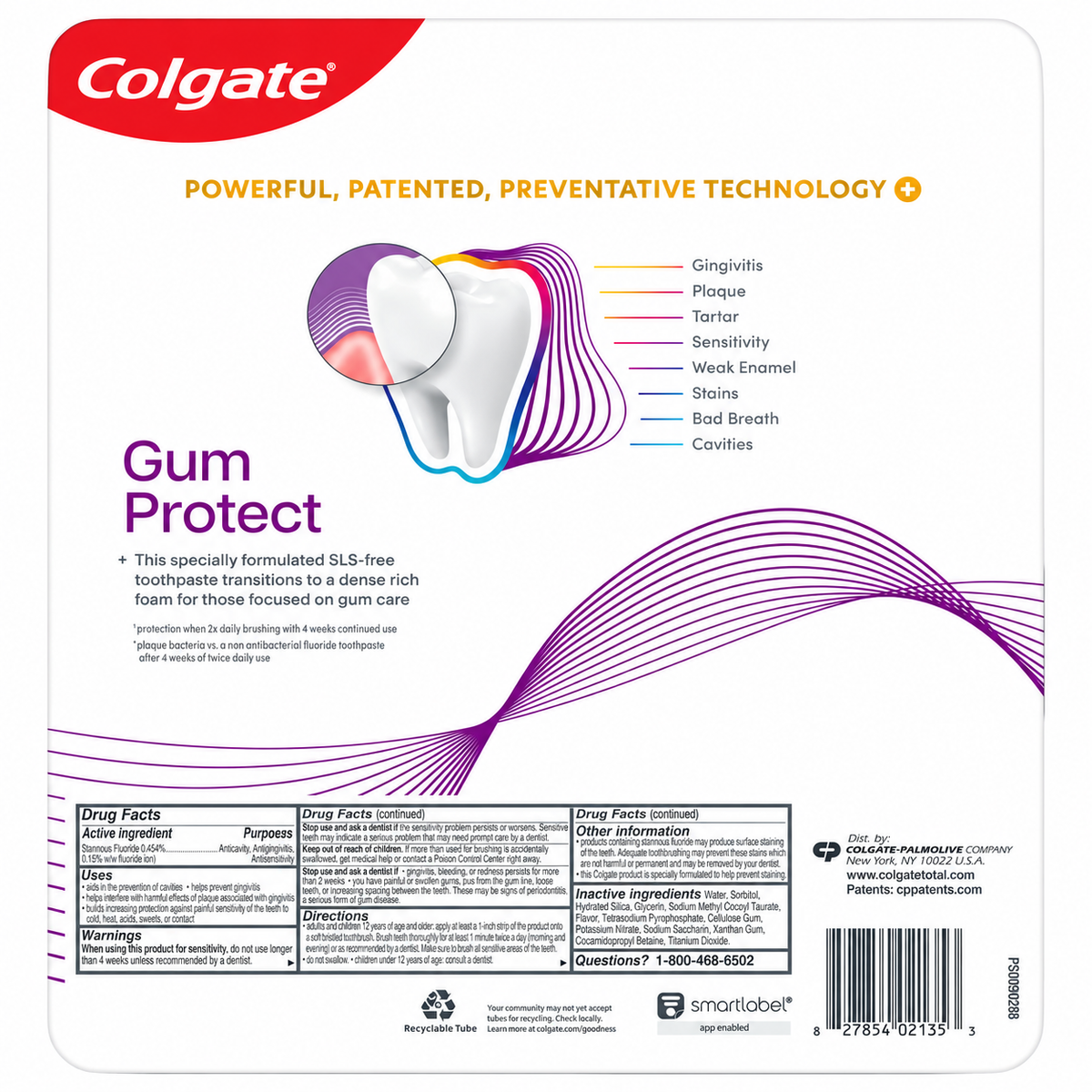 Colgate Total Active Prevention Gum Protect Whitening Toothpaste, 3 oz, 4-Pack