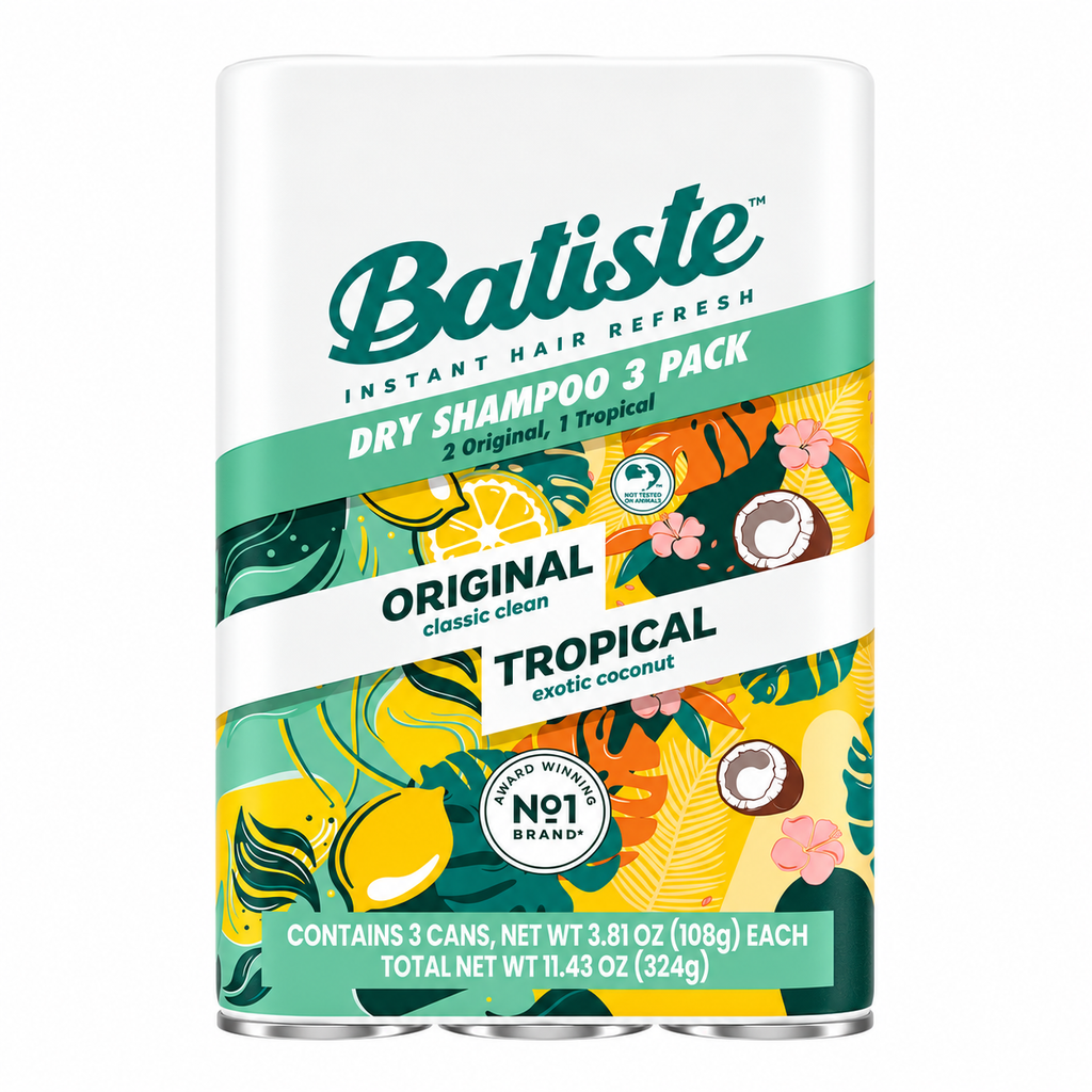 Batiste Original & Tropical Dry Shampoo, 3.81 oz, 3-Pack