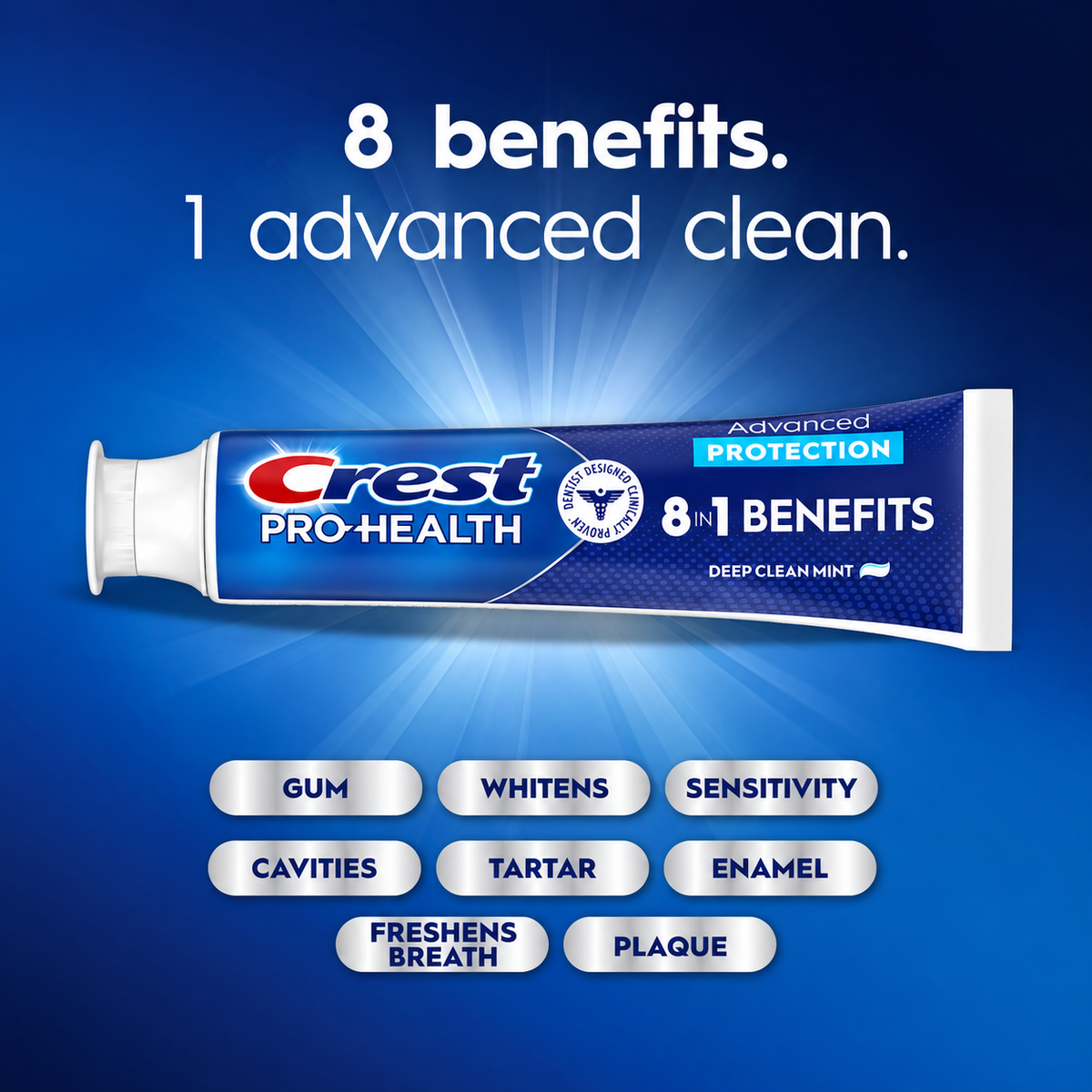 Crest Pro-Health Advanced Whitening + Intensive Clean Toothpaste, 5.8 oz, 5-Pack