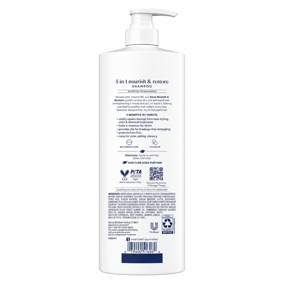 Dove Nourish & Restore 5-in-1 Shampoo, 33.8 fl oz