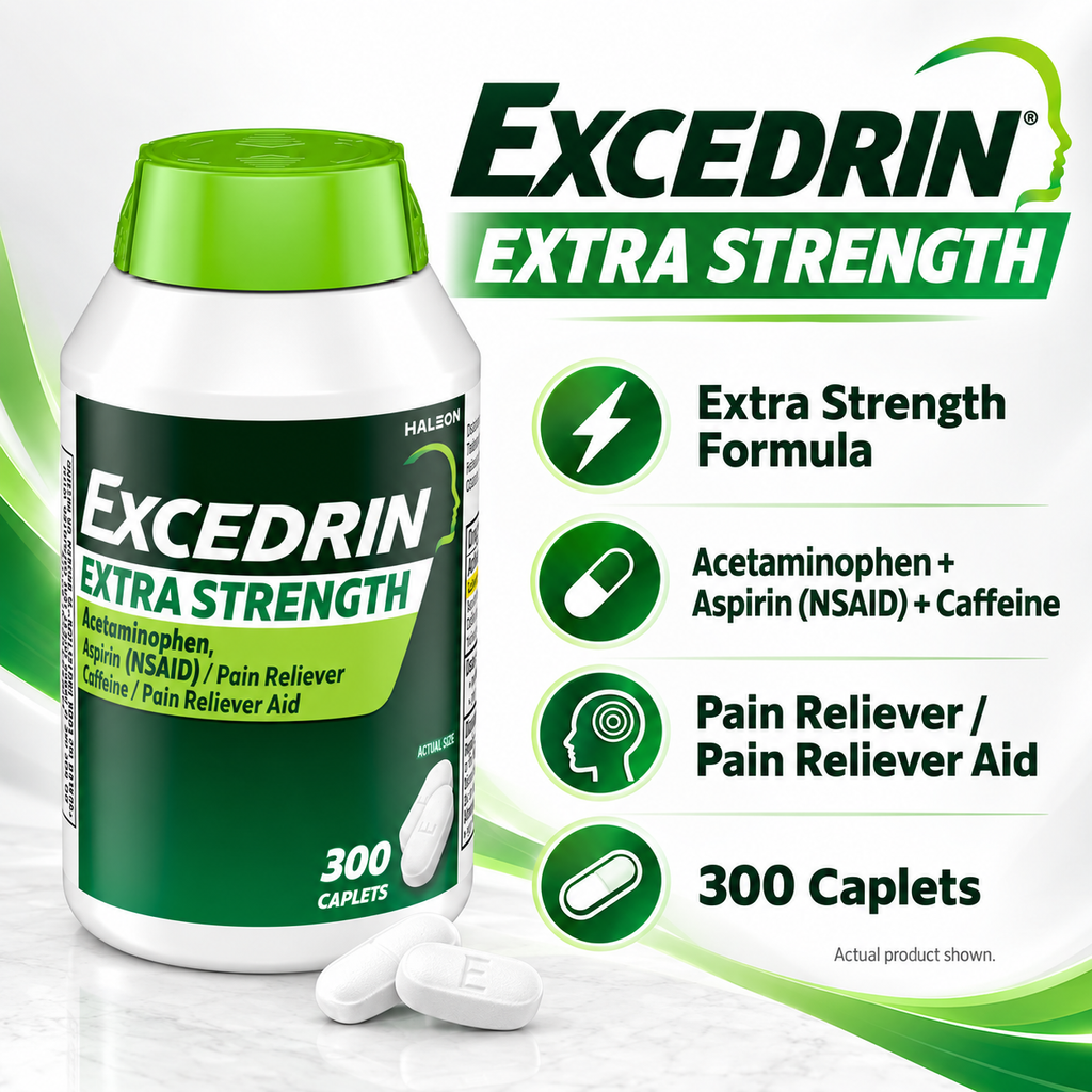 Excedrin Extra Strength Pain Reliever Caplets, 300 ct