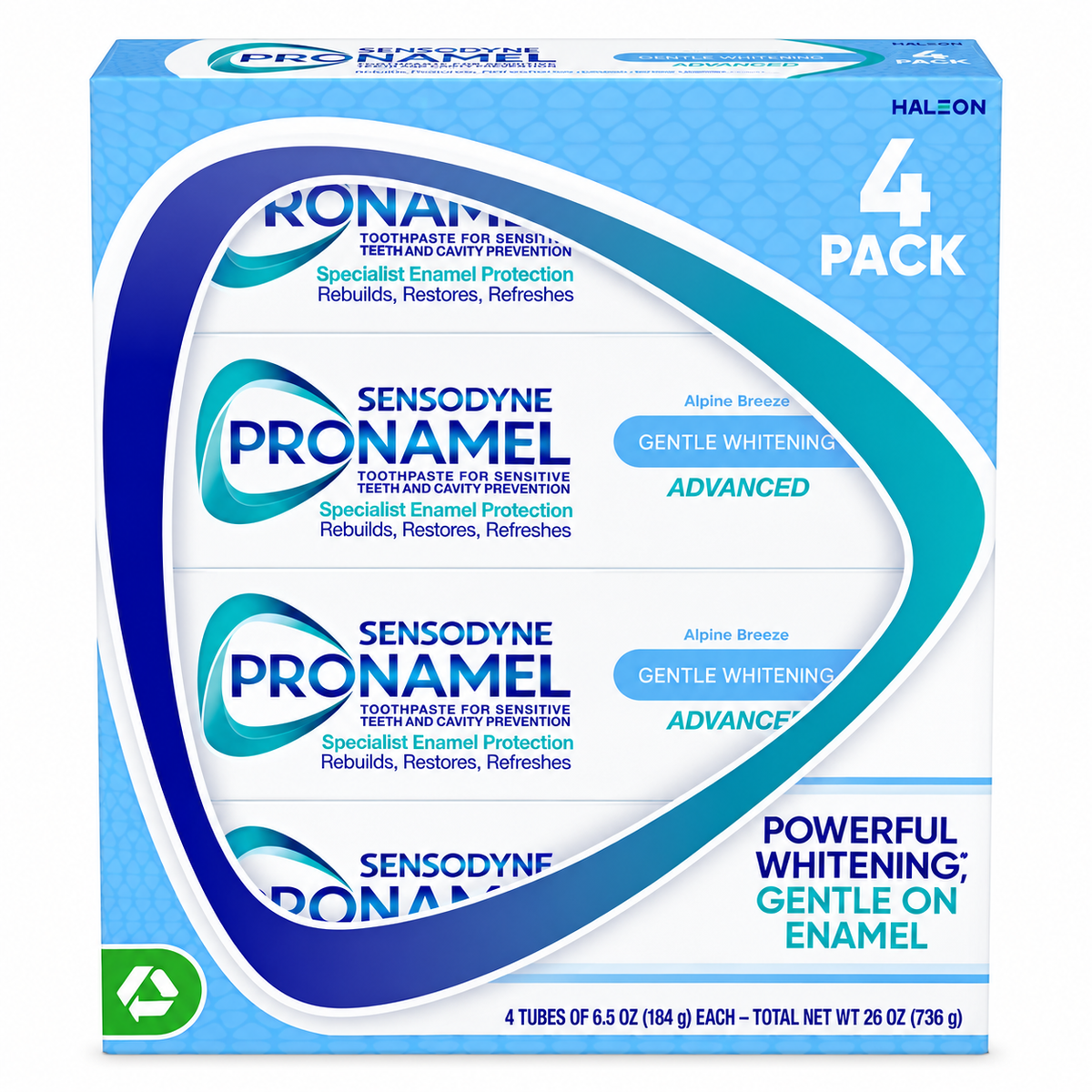 Sensodyne Pronamel Advanced Whitening Toothpaste, 6.5 oz, 4-Pack