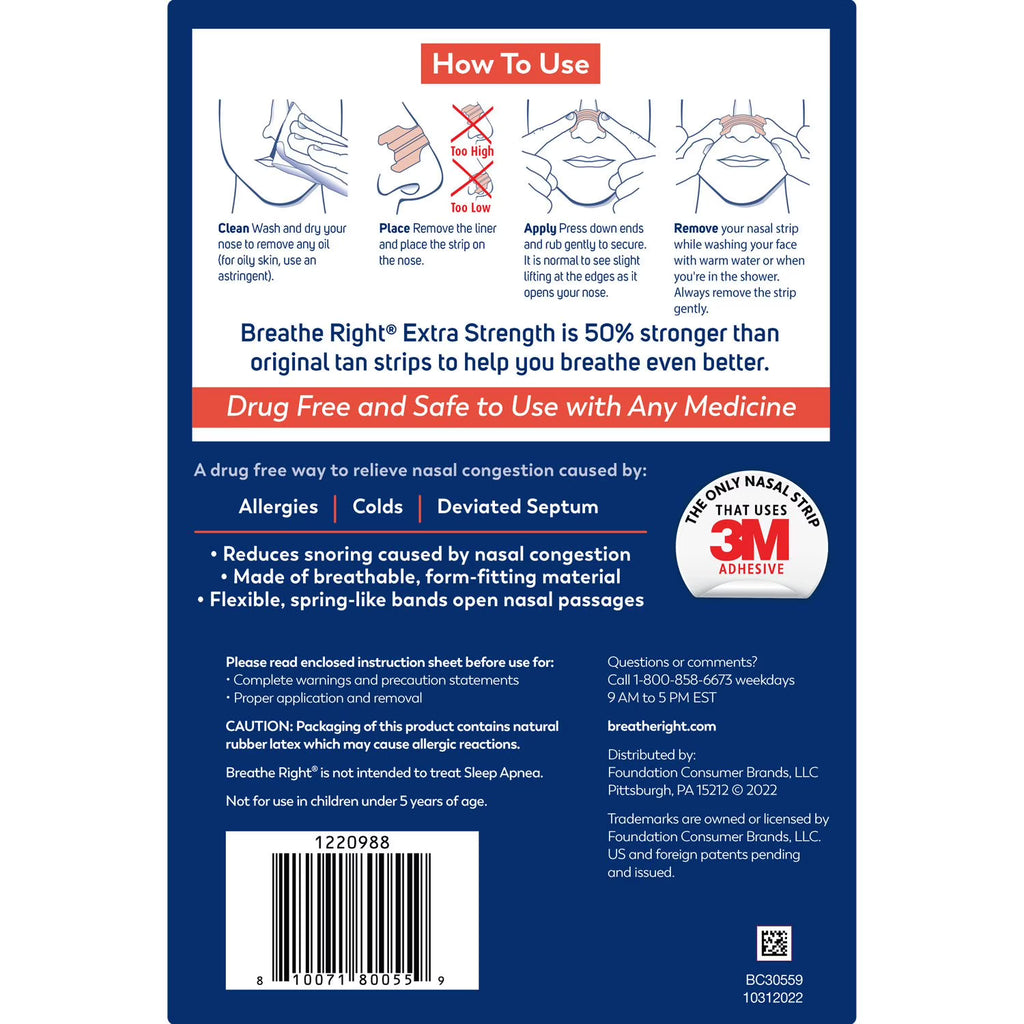 Breathe Right Extra Strength Nasal Strips, Tan, 72 ct