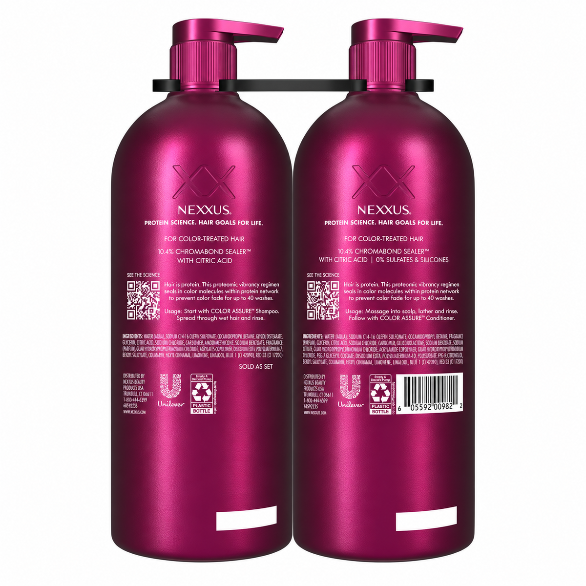 Nexxus Color Assure Shampoo & Conditioner for Color-Treated Hair, 32 fl oz, 2 pk