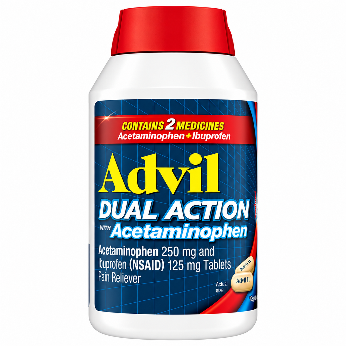 Advil Dual Action Pain Reliever with Acetaminophen, 240 Coated Caplets