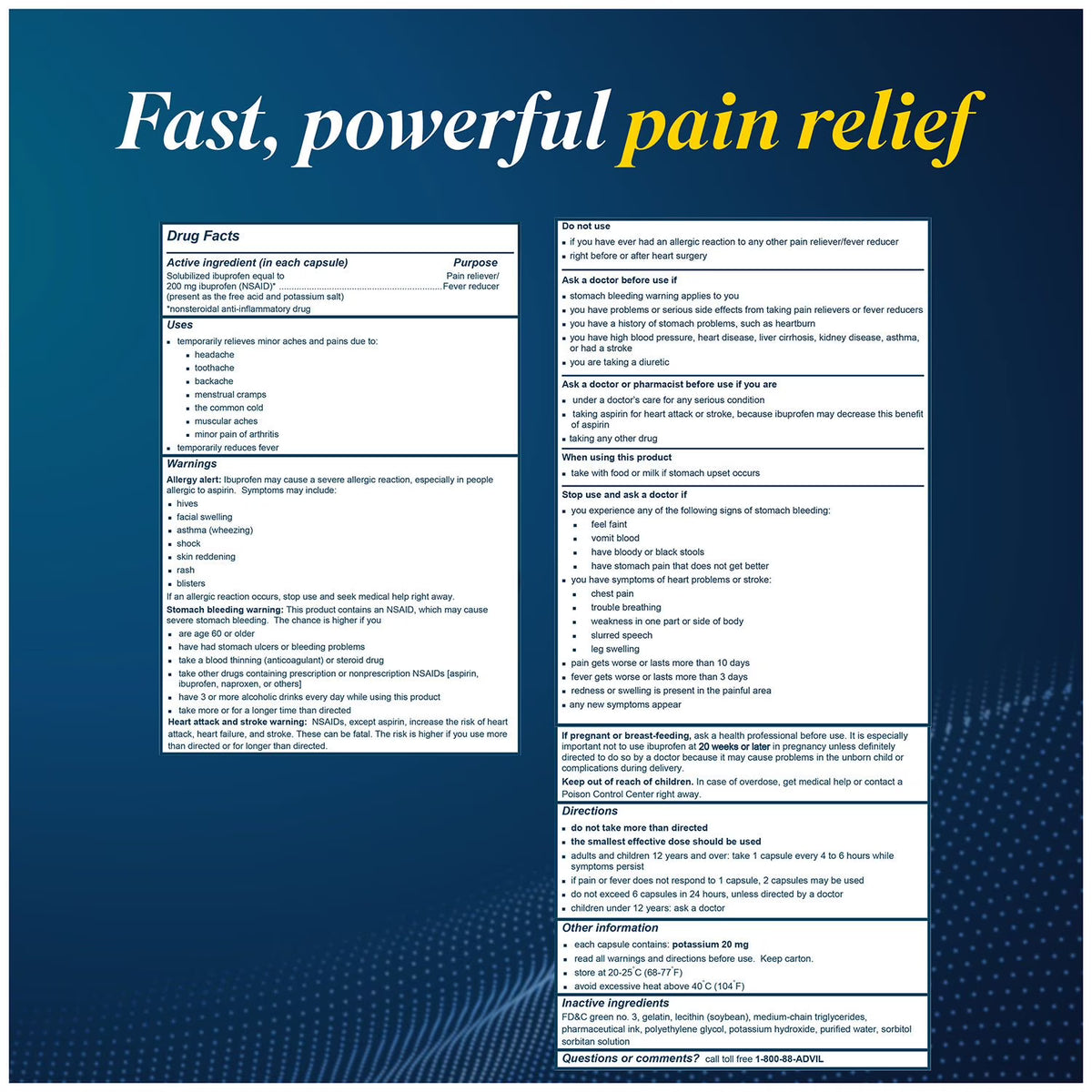 Advil Liqui-Gels Pain Reliever & Fever Reducer, Ibuprofen 200 mg, 240 ct