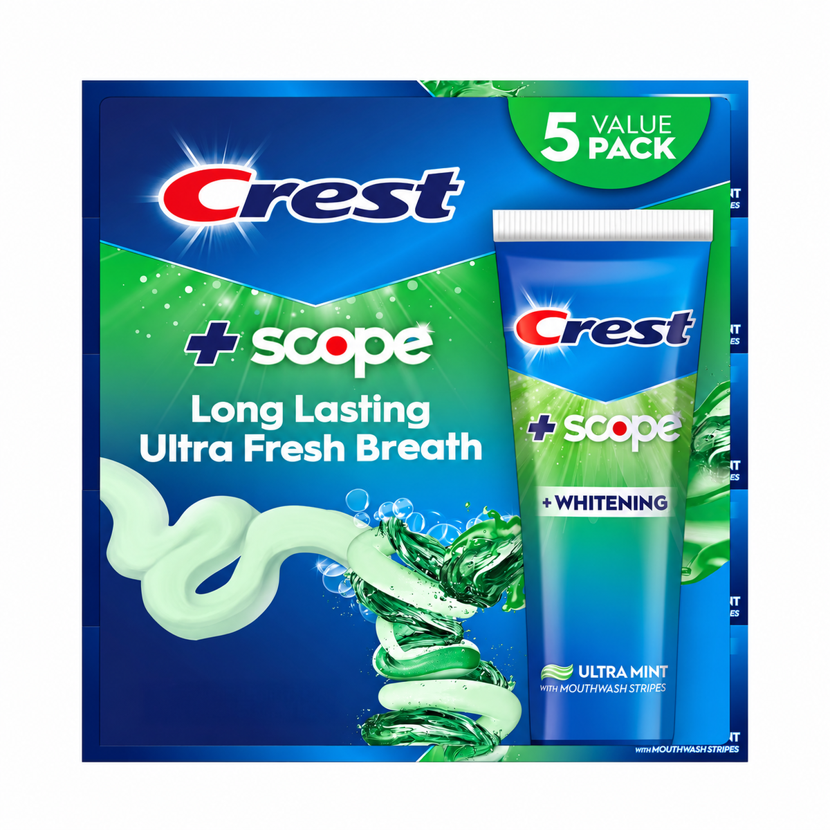 Crest Complete + Scope Outlast Ultra Toothpaste, 6.3 oz, 5-Pack