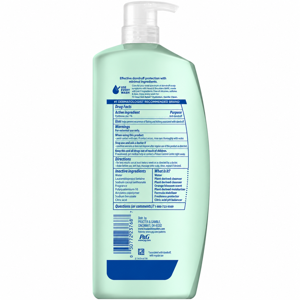 Head & Shoulders BARE Total Scalp Care Anti-Dandruff Shampoo, 28.2 fl oz