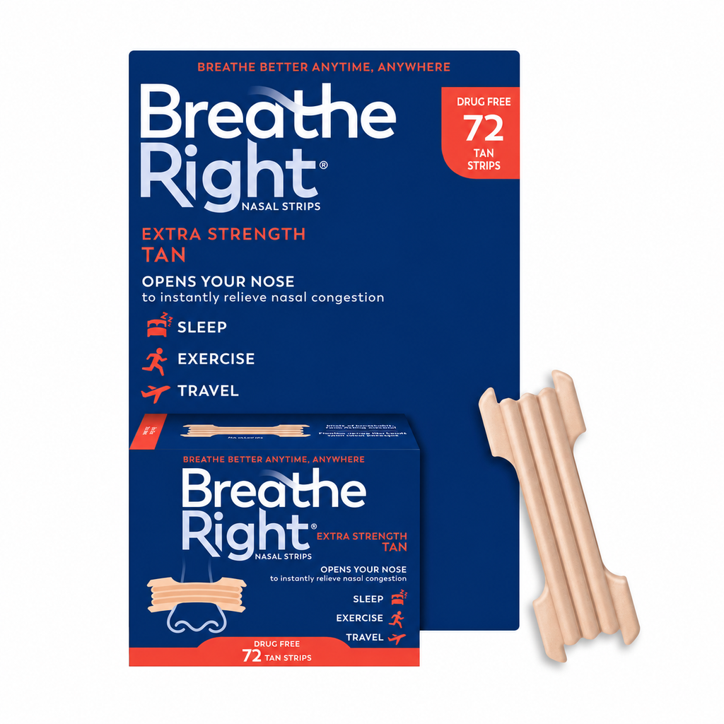 Breathe Right Extra Strength Nasal Strips, Tan, 72 ct