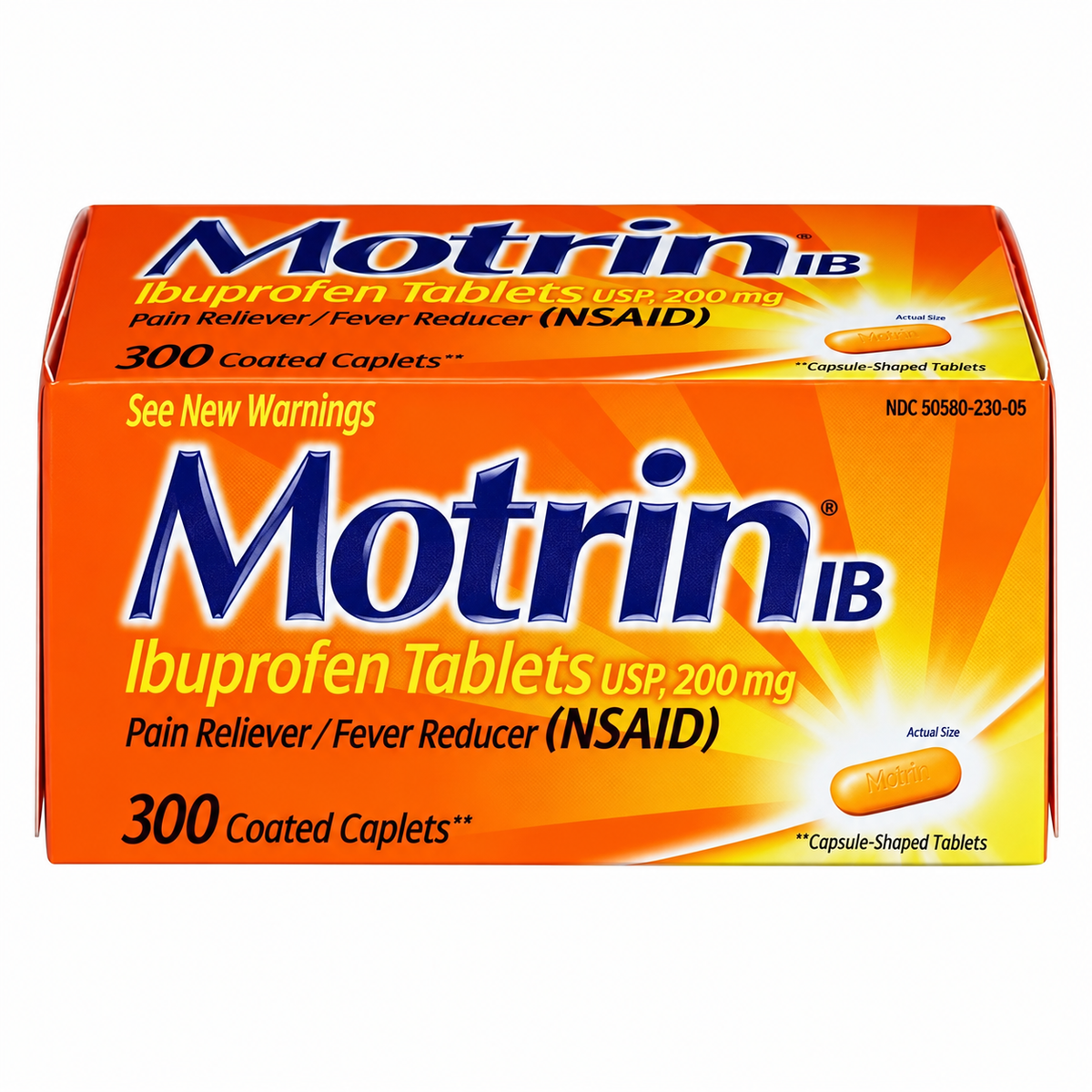 Motrin IB Pain Reliever & Fever Reducer, Ibuprofen 200 mg, 300 Coated Caplets
