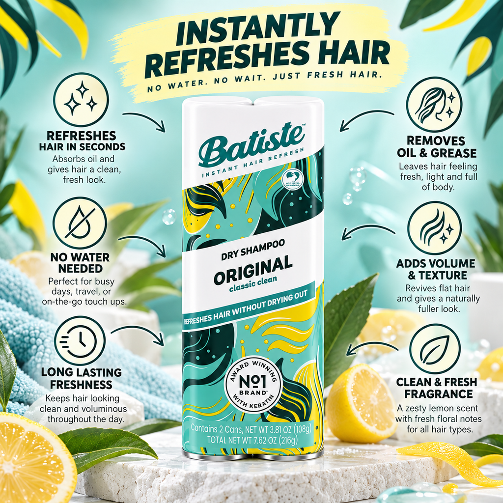Batiste Original Dry Shampoo, 3.81 oz., 2-Pack
