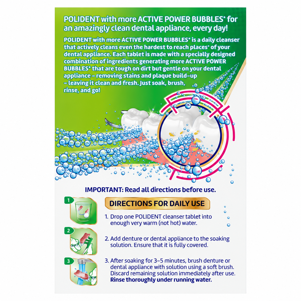 Polident Rapid Clean Dental Appliance Cleanser Tablets, 102 Count, 2-Pack