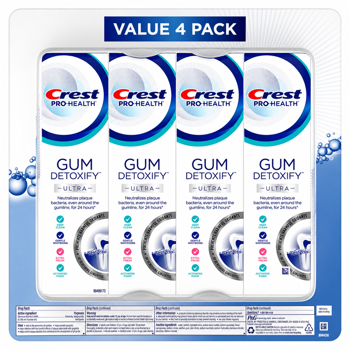 Crest Gum Detoxify Ultra Toothpaste, 4.7 oz, 4-Pack