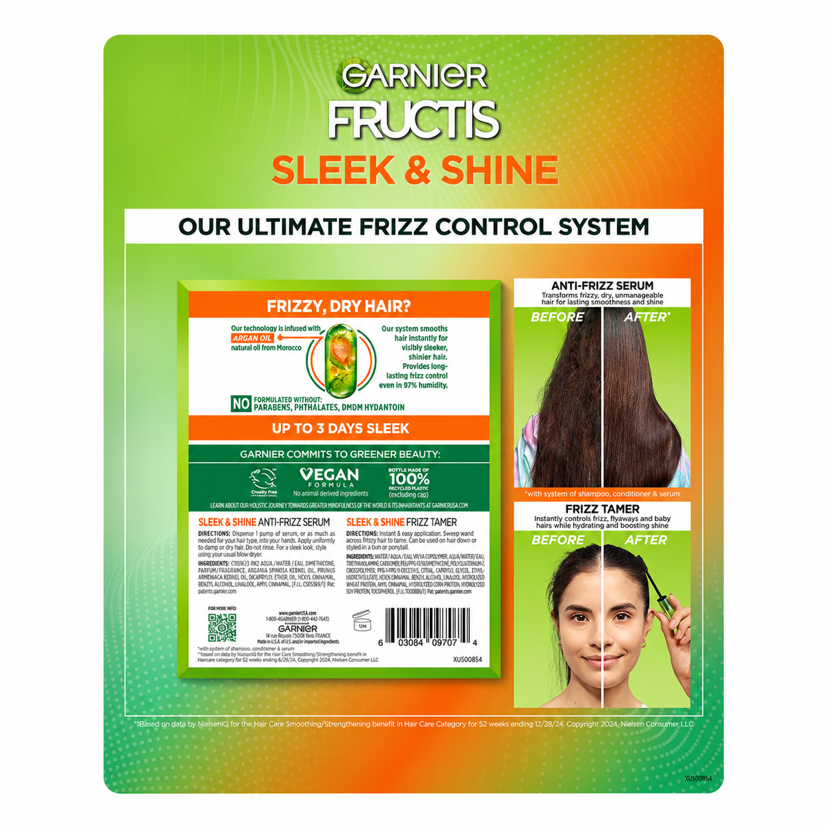 Garnier Fructis Sleek & Shine Anti-Frizz Serum & Frizz Tamer Kit