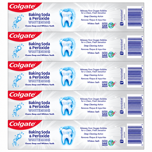 Colgate Baking Soda & Peroxide Whitening Toothpaste, Brisk Mint, 8 oz, 5-Pack