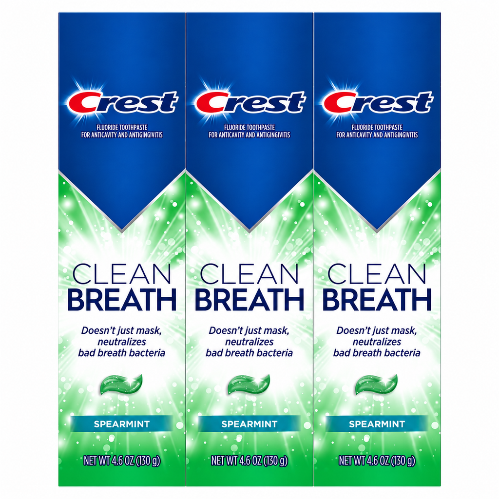 Crest Clean Breath Spearmint Toothpaste, 4.6 oz, 3-Pack