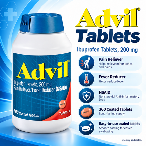Advil Pain Reliever & Fever Reducer, Ibuprofen 200 mg, 360 Coated Tablets