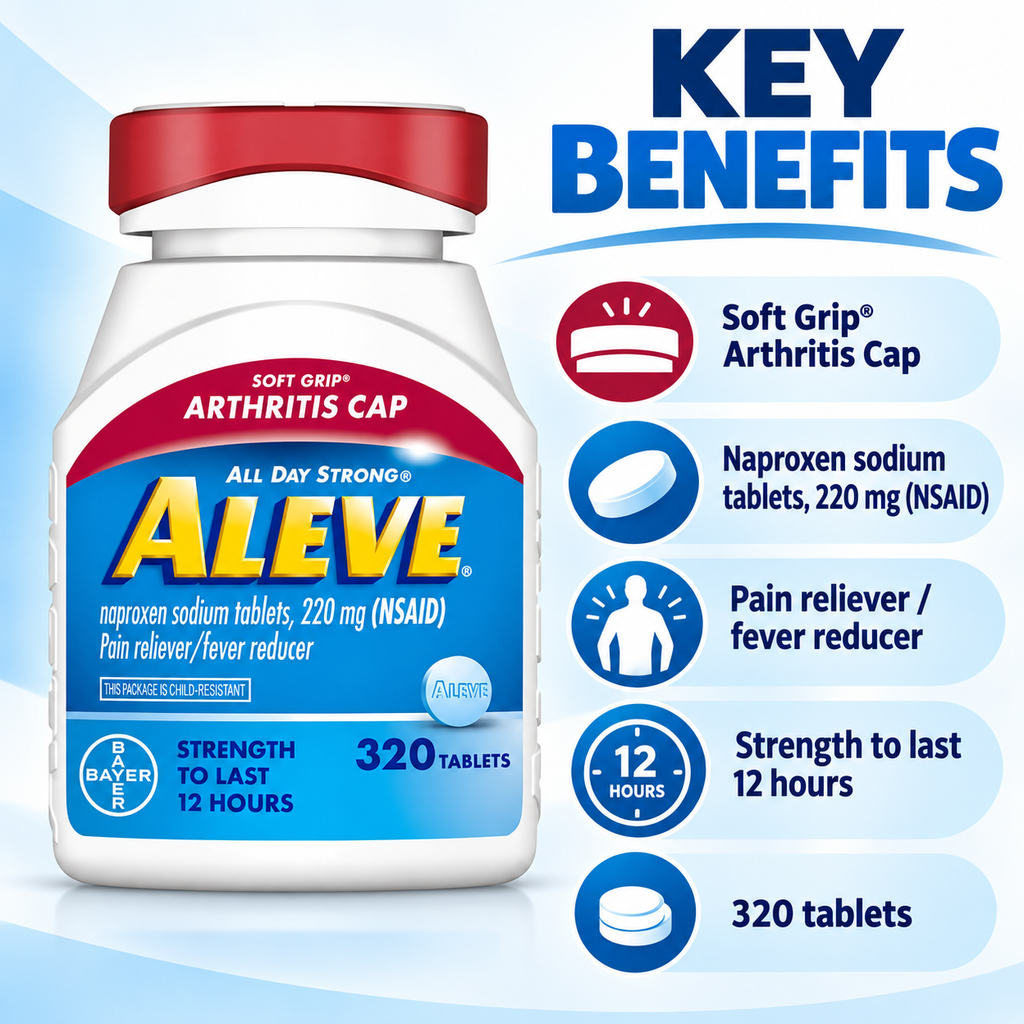 Aleve Soft-Grip Arthritis Caplets, Naproxen Sodium 220 mg, 320 ct