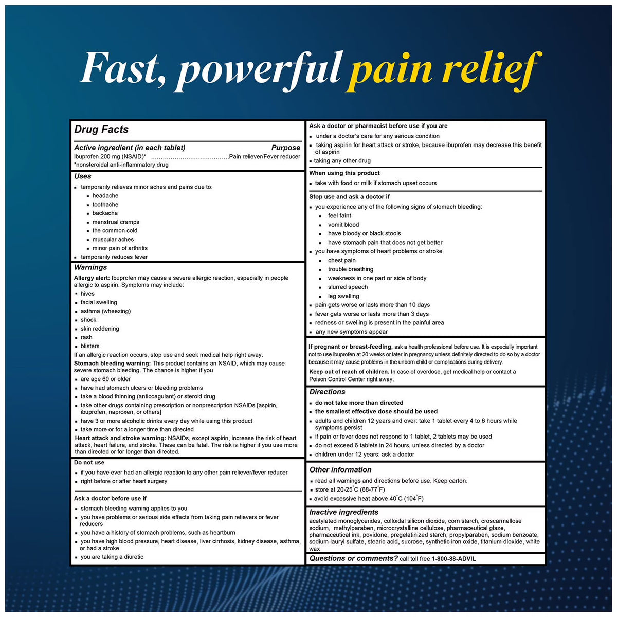 Advil Pain Reliever & Fever Reducer, Ibuprofen 200 mg, 360 Coated Tablets